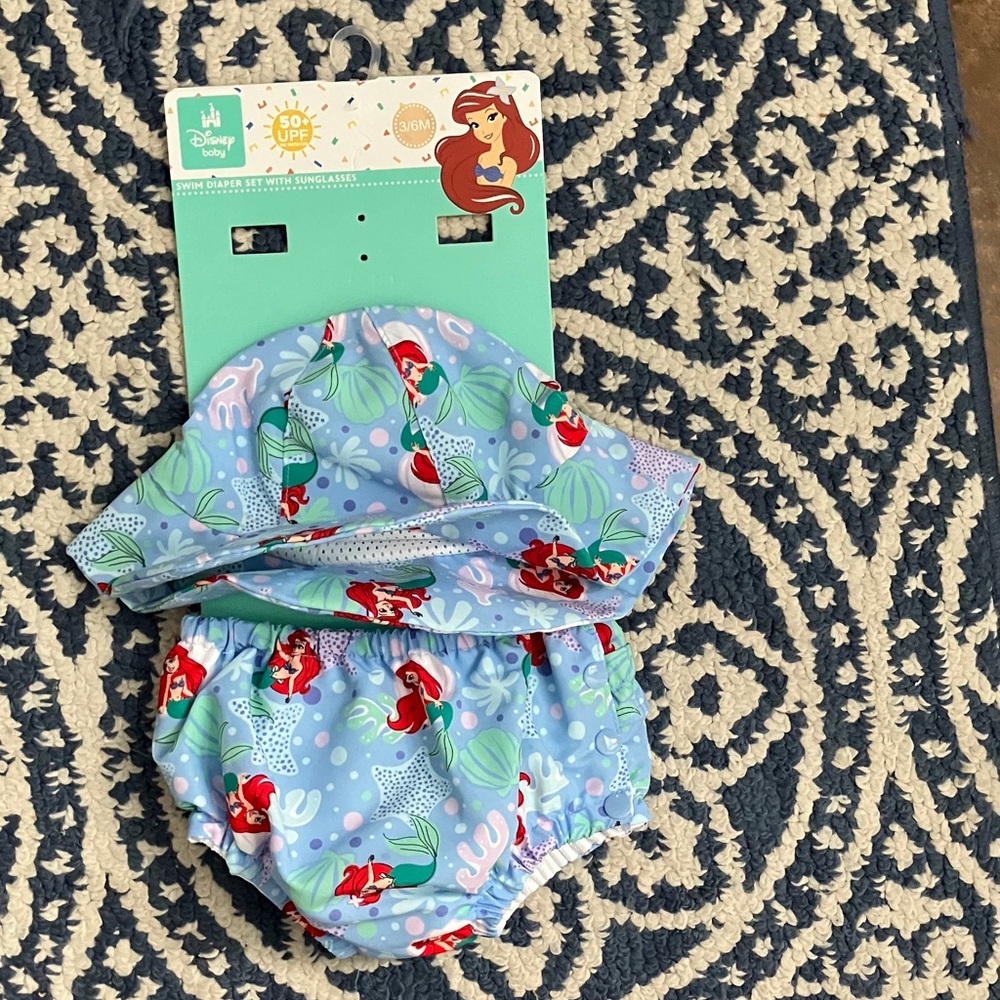 Disney swim diaper and hat.